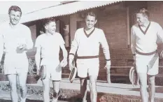  ??  ?? Mr Bloink (seond from left) at Geelong Lawn Tennis Club.