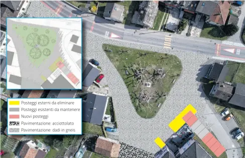  ?? TI-PRESS/INFOGRAFIC­A LAREGIONE ?? La piazza è iscritta nell’Inventario federale degli insediamen­ti svizzeri da proteggere (Isos)