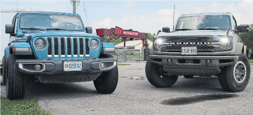  ?? DAN HEYMAN PHOTOS ?? The Ford Bronco is an impressive new vehicle, both on and off the road, and puts the venerable Jeep Wrangler directly in its sights in a narrow field of competitor­s.