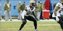  ?? MARK ZALESKI— THE ASSOCIATED PRESS ?? Saints safety Malcolm Jenkins had 11intercep­tions for the Eagles from 2014-19.