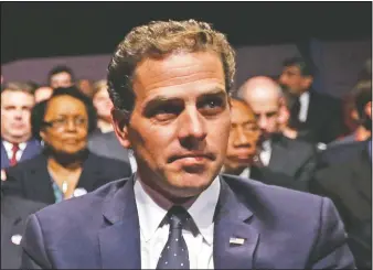  ?? (File Photo/AP/Pablo Martinez Monsivais) ?? Hunter Biden waits in October 2012 for the start of the his father’s, Vice President Joe Biden’s, debate at Centre College in Danville, Ky.