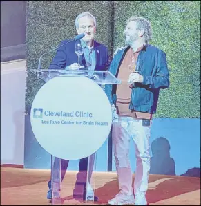  ?? John Katsilomet­es Las Vegas Review-Journal @JohnnyKats ?? Larry Ruvo and Sammy Hagar at the Keep Memory Alive Event Center at the Cleveland Clinic Lou Ruvo Center for Brain Health on Friday. Hagar is planning a Las Vegas residency at The Strat.