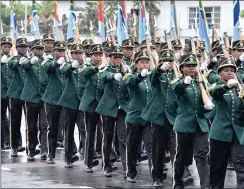  ??  ?? MARCHING ORDERS: Soldiers of the State President’s Guard march in celebratio­n of Armed Forces Day.