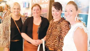  ?? ?? Gazette advertisin­g staff Melinda Debnam, Tania Butler and Donna Lynn network at the event with Nina McMahon.