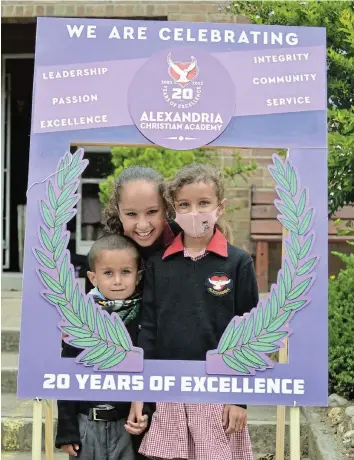  ?? ?? FAMILY ORIENTED SCHOOL: Three of the pupils at Alexandria Christian Academy are siblings – Ernst, Mia and Christine Schutte