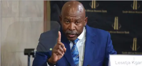  ?? PHOTO: THOBILE MATHONSI/AFRICAN NEWS AGENCY (ANA) ?? Sarb governor Lesetja Kganyago says domestic economic growth outlook for this year is weaker than previously anticipate­d.