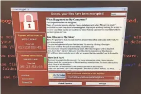  ?? ASSOCIATED PRESS ?? An image provided by the Twitter page of @fendifille shows a computer at Greater Preston CCG as Britain's National Health Services was hit as part of a broader cyberattac­k on Friday.