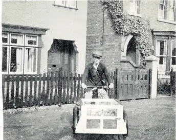  ??  ?? Pictured is Richard’s dad, George in the milk float from Barnett’s farm.