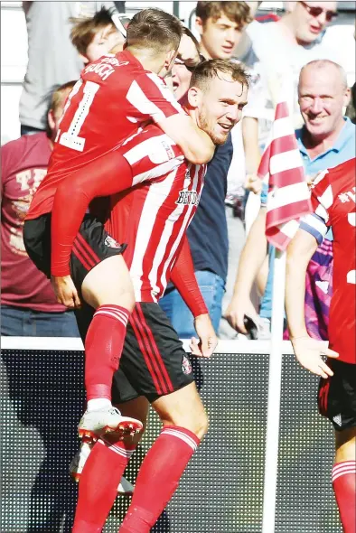  ??  ?? ALL SQUARE: Charlie Wyke celebrates after scoring Sunderland’s equaliser