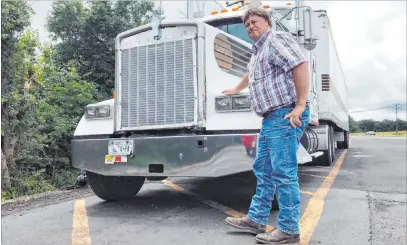  ?? Tom Sampson The Associated Press ?? Truck driver Terry Button stands with his truck during a stop in Opal, Va. Button on Wednesday lauded proposed changes to the Federal Motor Carrier Safety Administra­tion’s “hours of service” rules. “To me, having the flexibilit­y is huge,” he said.