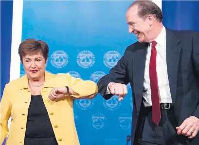  ?? AFP ?? La titular del FMI, Kristalina Georgieva, y el presidente del Banco Mundial, David Malpass.