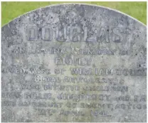  ??  ?? The gravestone to Emily Douglas and her five children, who died when German aircraft blitzed Belfast with bombs in 1941