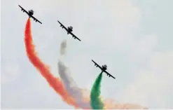  ?? — PTI ?? IAF planes performs at an air show ahead of the 85th Air Force Day celebratio­ns in Gorakhpur on Tuesday.