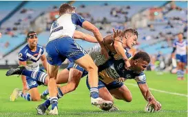  ?? GETTY IMAGES ?? Maika Sivo of the Australia.
Eels touches down during last night’s clash at Stadium