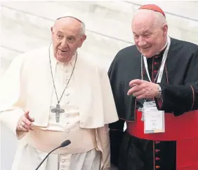  ?? GREGORIO BORGIA
THE ASSOCIATED PRESS FILE PHOTO ?? Pope Francis, left, and Cardinal Marc Ouellet arrive at the Vatican in February. How the Vatican handles the allegation­s against Ouellet will send a deafening message from the highest echelons of the institutio­n, one that could bolster the Pope’s credibilit­y on clergy abuse or undermine it.