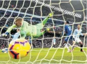  ?? Picture: GETTY IMAGES/CLIVE BRUNSKILL ?? FINDING THE BACK OF THE NET: Manchester City’s Gabriel Jesus scores his team’s second goal past Jordan Pickford of Everton during their Premier League match at the Etihad Stadium in Manchester on Saturday.