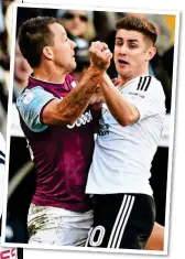  ??  ?? LET’S DANCE: John Terry and Tom Cairney seem to be waltzing but definitely in harmony were the Fulham players after Sessegnon (far left) opened the scoring