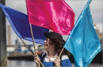  ??  ?? Pirate Deirdre McCaffrey getting ready for Cork Harbour Festival. The festival will run from June 1 to June 9.