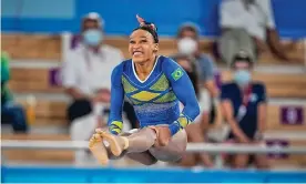  ?? Ulrik Pedersen/NurPhoto/Shuttersto­ck ?? Rebeca Andrade won silver, the first Brazilian to win a medal in the all-around. Photograph: