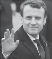  ?? JEFF J MITCHELL / GETTY IMAGES French president-elect Emmanuel Macron, attends a ceremony in Paris on Monday marking the 72nd anniversar­y of the Allied victory over Nazi Germany. ??