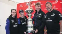  ?? PHOTO: SHANNON GILLIES ?? Sailing your way . . . Oamaru’s (left) Kristin and Alex Murdoch stand with Team New Zealand’s Shore Boss Sean Regan, helping show off the America’s Cup, along with North Otago Yacht and Power Boat Club commodore Kevin Murdoch, yesterday.