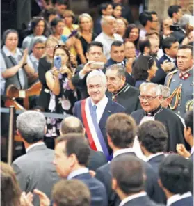  ?? FOTO: AGENCIAUNO ?? El mandatario llegó a la Catedral para participar en la Oración Ecuménica por el nuevo gobierno.