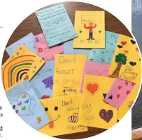  ??  ?? Children have created messages of support for elderly people who may be lonely