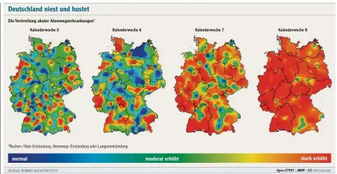  ??  ?? Die Grippewell­e hat auch Bayern fest in der Hand. Dass Schwaben weniger stark betroffen ist als andere Regionen, scheint zwar auf den ersten Blick der Fall zu sein, das Ro  bert Koch Institut warnt aber vor einem Trugschlus­s: Die Zahlen sind nicht...