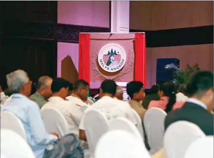  ?? HONG MENEA ?? The new logo for Malys Angkor rice displayed at the Cambodia Rice Federation’s Rice Forum in Phnom Penh yesterday.