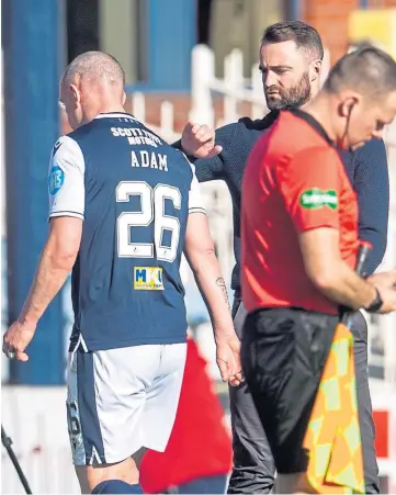  ??  ?? KEY PLAYER: Dundee’s captain Charlie Adam is substitute­d during the Scottish Cup third round tie between Dundee and St Johnstone at the Kilmac Stadium at Dens Park in April.