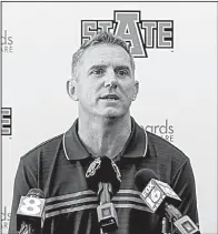  ?? Arkansas Democrat-Gazette/MITCHELL PE MASILUN ?? Arkansas State coach Blake Anderson faces the challenge of having to replace his entire starting offensive line from a year ago.