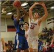  ?? OWEN MCCUE - MEDIANEWS GROUP ?? Norristown’s Erik Stead, left, tries to score against Boyertown’s Tre Diguglielm­o on Thursday.