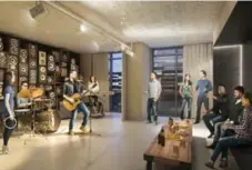  ??  ?? A jam studio at the Lighthouse Tower Condominiu­m Residences by Daniels Corporatio­n at Queens Quay E. and Lower Jarvis St. may strike a chord with musicians.