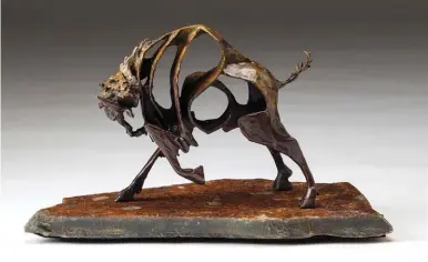  ??  ?? Sandy Graves Art, Bison, bronze, ed. of 35, 14 x 14½ x 8”, by Sandy Graves.