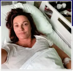  ?? ?? FRACTURES: The selfie Parish posted from her hospital bed