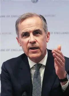  ?? HANNAH MCKAY / AFP / GETTY IMAGES ?? Bank of England Governor Mark Carney warns “not everything may be tied up in a nice package” for a departure from the European Union next month.