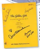  ?? ?? Betty’s used production script of The Golden Girls’ finale
“One Flew Out of the Cuckoo’s Nest” is signed by all four of the show’s actresses. Bidding will start at $600.