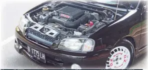  ??  ?? Mesin 4E-FTE yang masih bawaan Glanza V, hanya ganti blow-off turbo HKS saja