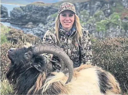  ??  ?? Larysa Switlyk with a photo she posted during her time spent hunting on Islay.