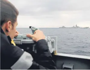  ?? Picture: PA. ?? HMS Richmond, a Type 23 Duke Class frigate, escorted the Russian carrier task force group.