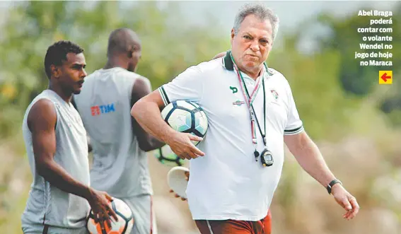  ?? NELSON PEREZ/FLUMINENSE ?? Abel Braga poderá contar com o volante Wendel no jogo de hoje no Maraca