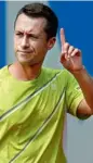  ?? — AFP ?? Germany’s Philipp Kohlschrei­ber gestures during his BMW Open second round match against Kazakhstan’s Evgeny Korolev in Munich on Wednesday. Kohlschrei­ber won 6-2, 6-4.
