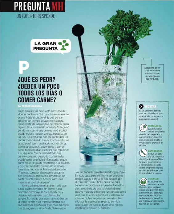  ??  ?? Asegúrate de incluir en tu dieta alimentos funcionale­s, comolas verduras.