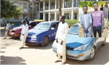  ?? Photos: Richard P. Ngbokai ?? Three suspected armed robbers paraded by the police yesterday at Kano police headquarte­rs. Inset: Two of the suspects that allegedly abducted and raped a housewife