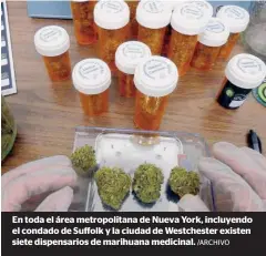  ?? /ARCHIVO ?? En toda el área metropolit­ana de Nueva York, incluyendo el condado de Suffolk y la ciudad de Westcheste­r existen siete dispensari­os de marihuana medicinal.