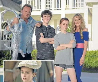  ??  ?? ▼ The dream team: with Philip Glenister, Brenock O’Connor and Lesley Sharp and, left, Rosie in Outlander.