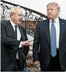  ?? ERIN SCHAFF/AP ?? President Trump and Britain’s Prime Minister Boris Johnson, left, speak to the media before a working breakfast meeting.