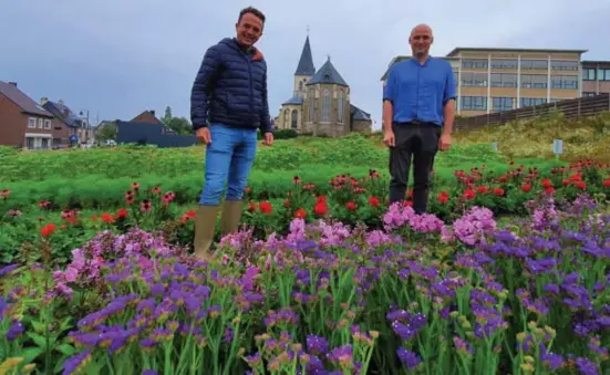  ?? FOTO ROGER DREESEN ?? De eerste pluktuin vind je in de schaduw van de Sint-Lambertusk­erk in Opglabbeek.