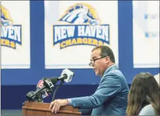  ?? University of New Haven / Contribute­d photo ?? Sheahon Zenger was introduced as athletic director by the University of New Haven on Thursday. He takes over as UNH moves forward with aggressive fundraisin­g and constructi­on plans, including the new 30,000- plus- square- foot Peterson Performanc­e Center.