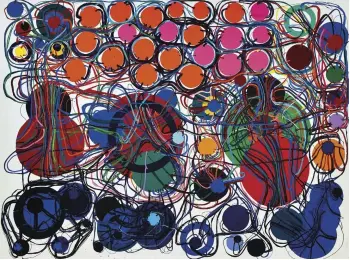  ??  ?? 1. 88B, 1988, Atsuko Tanaka (1932–2005), synthetic polymer paint on canvas, 198 × 258.3cm. Sotheby’s Hong Kong, HK$12.7m